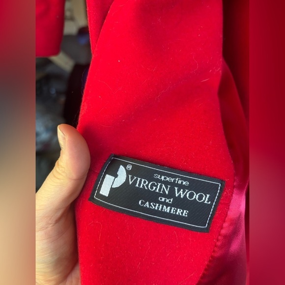 EDWARD CHAPMAN Cashmere Virgin Wool Stunning Red Long Coat S10 Like New W/ Belt - Picture 9 of 16